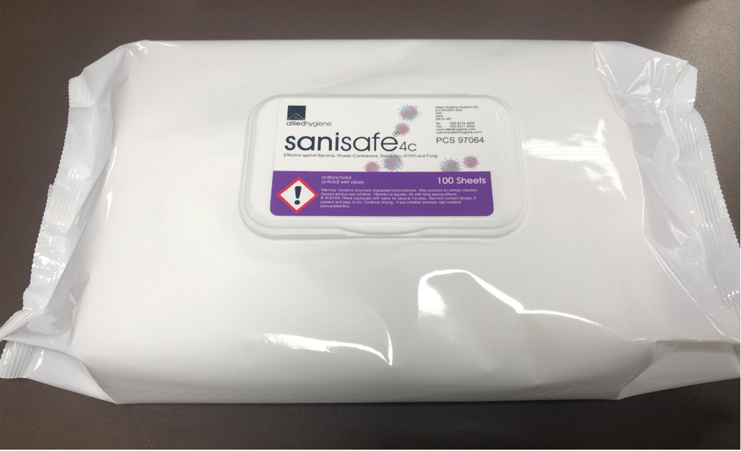 Sanisafe 4c Antiviral / Antibacterial Hand & Surface Wipes